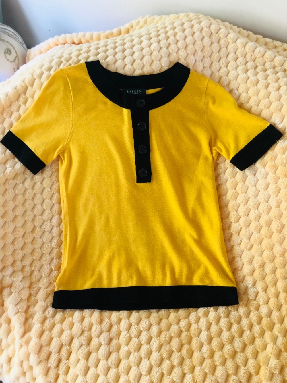 Just in from Macys Ralph Lauren Yellow & Black knit top in Yellowjacket